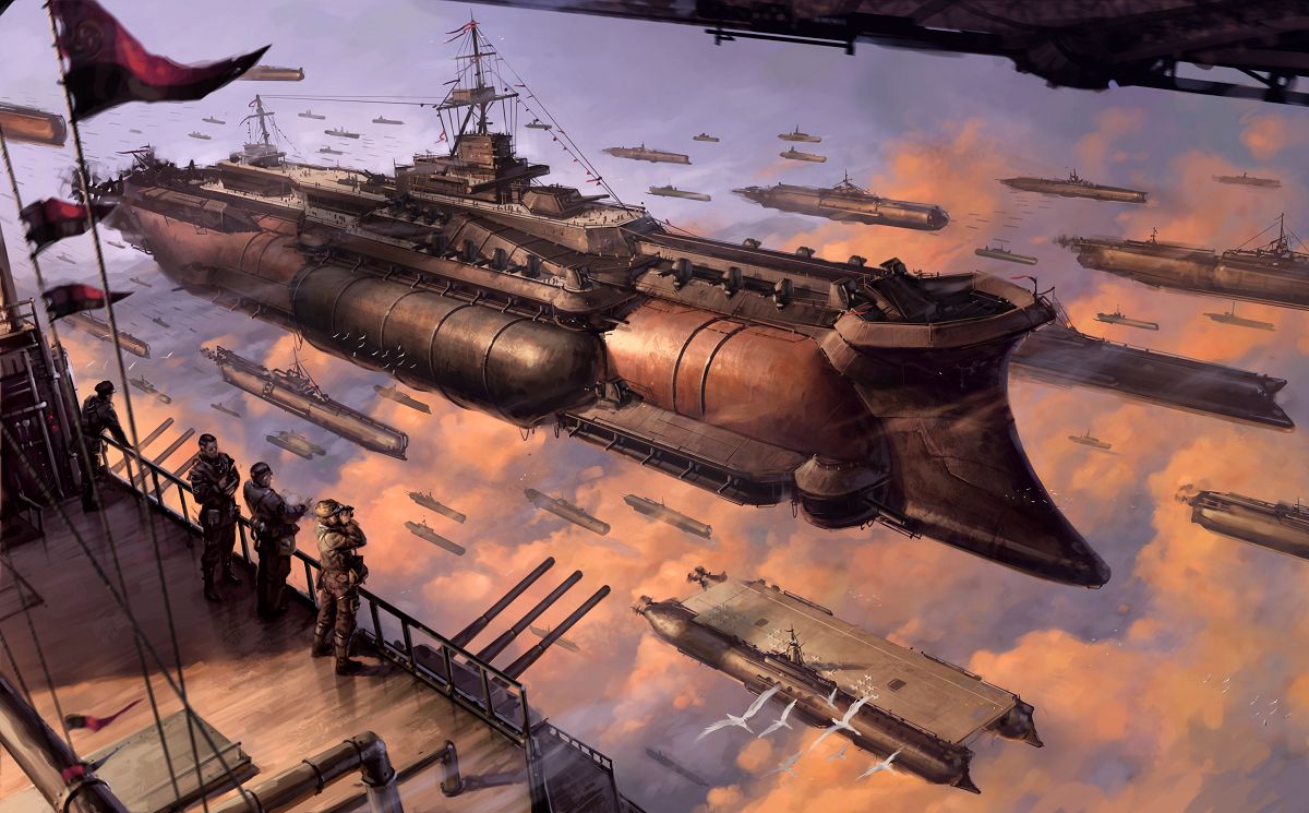 Steampunk laivasto ei ole satamassa